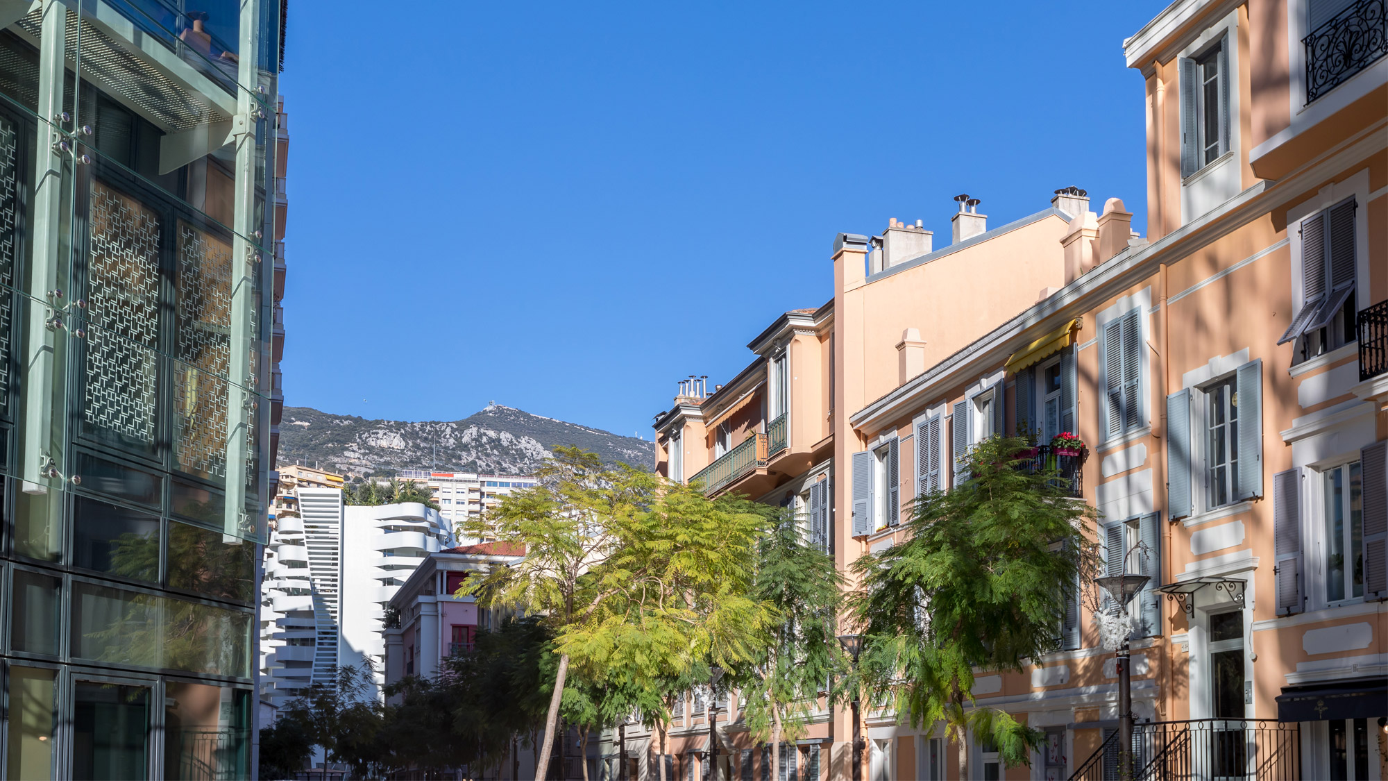 Zoomed out view of Le Stella, one of Monaco's newest properties situated in La Condamine area. 